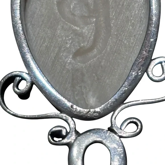 Vintage Sterling Silver Carved Bone Goddess
Moon Face & Amethyst Pendant - Picture 4 of 6